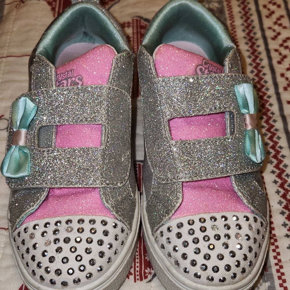 Crystal Kids Glitter Sneakers - Pink and Silver